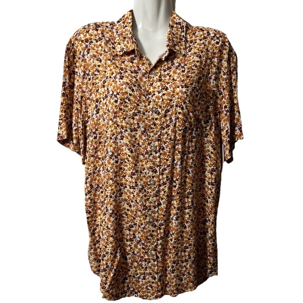 14th & Union Women's Top M Floral Button‎ Front Flowy Bohemian Office Business